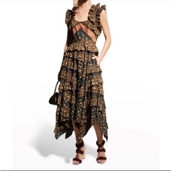 Ulla Johnson Nia Sleeveless Ruffle Tiered Dress - Picture 1 of 7